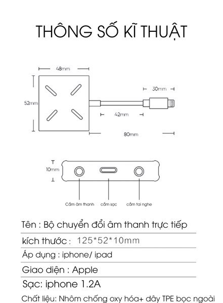 Dây Livestream Stereo Cho Iphone - Âm Thanh 3D Audio